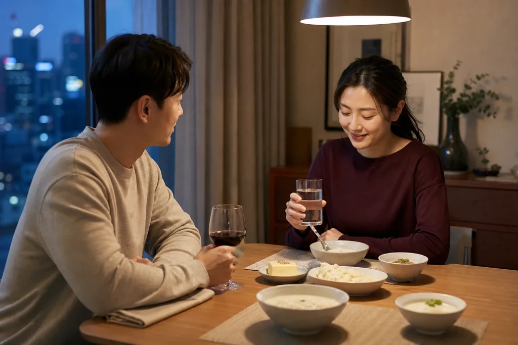 사랑니 발치 후 와인 상태 확인 장면