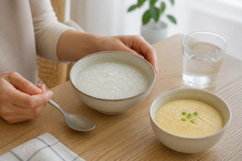 사랑니 발치 후 음식 상태 확인 장면